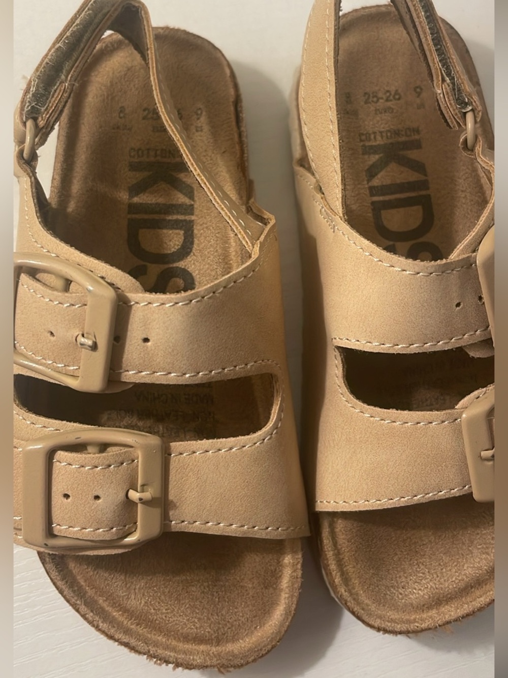 Cotton On Kids Tan Double-Buckle Sandals